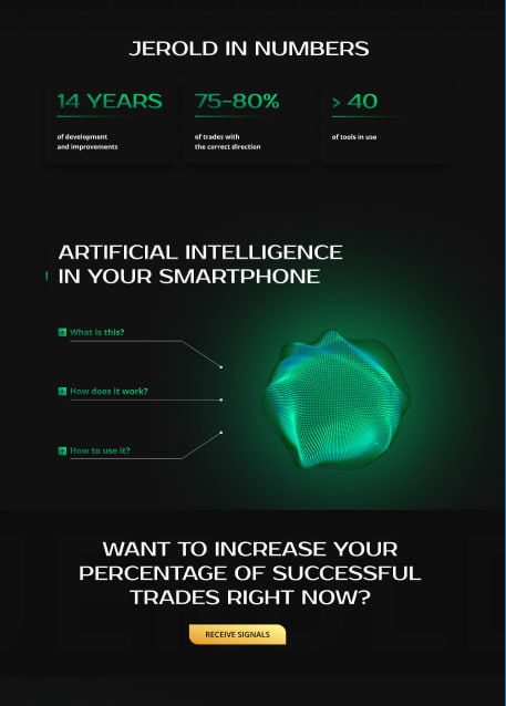 Лендинг для стартапу ШІ в трейдингу: кейс Jerold