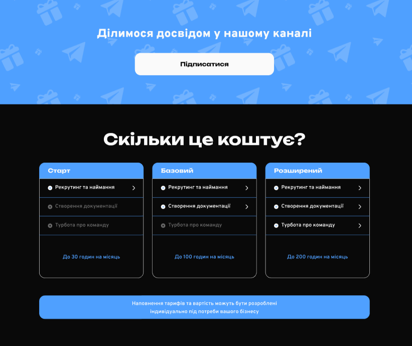 Сайт для HR-аутсорсингу: BackOffice